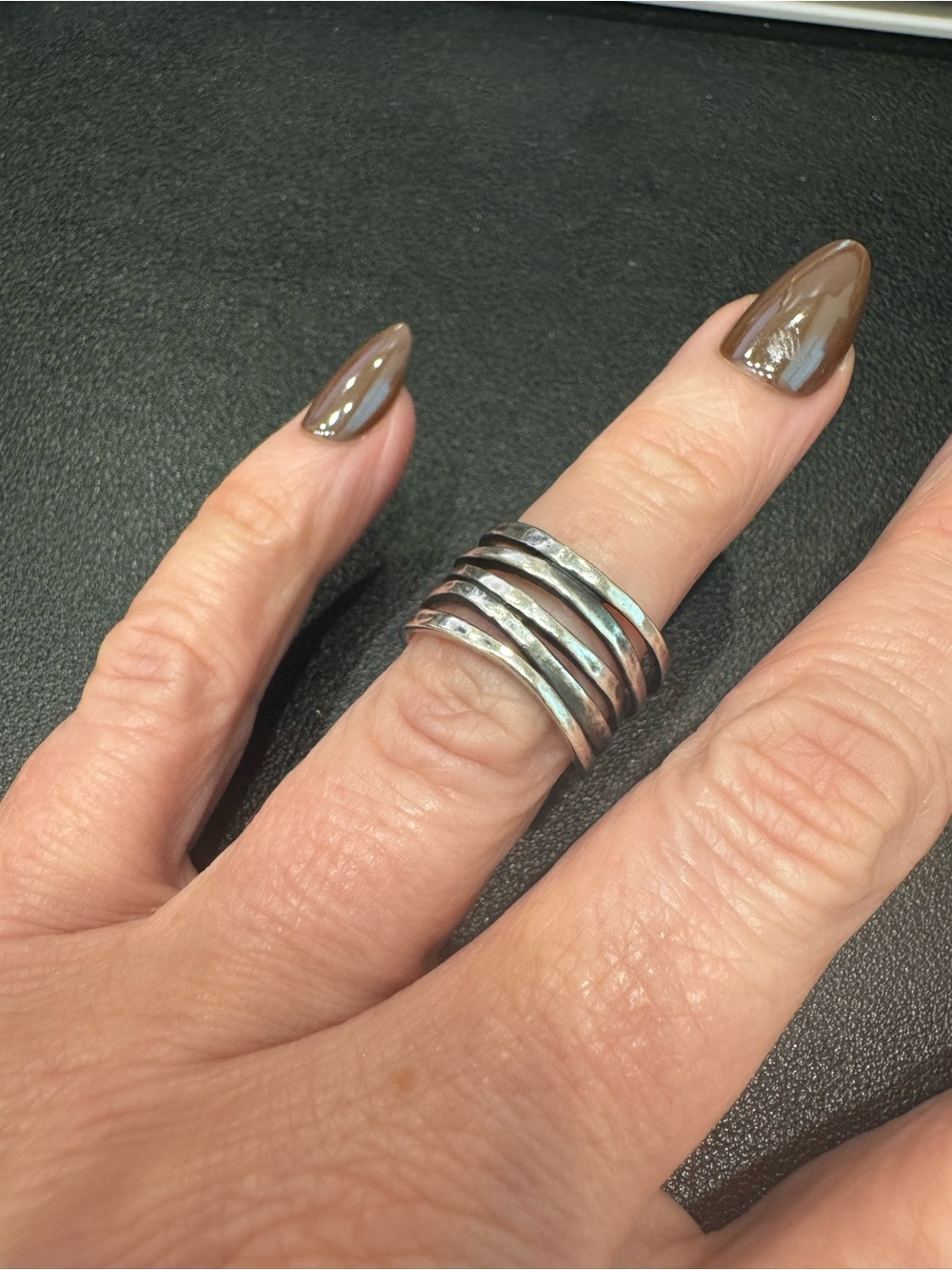 James Avery Sterling Multi-Band Hammered Silver Ring Size 6